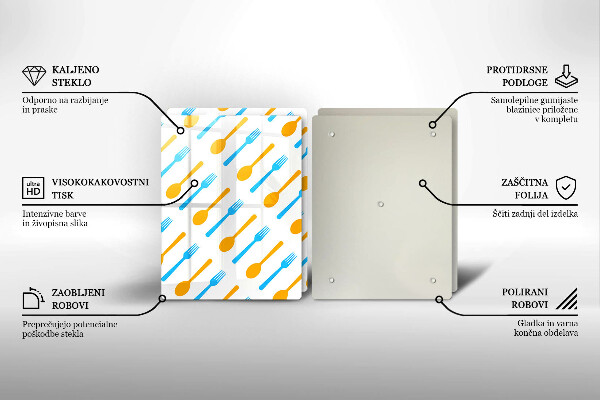 Steklena podloga za rezanje Vilice in žlice