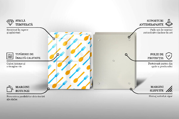 Steklena podloga za rezanje Vilice in žlice