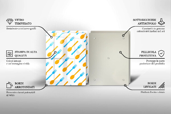 Steklena podloga za rezanje Vilice in žlice
