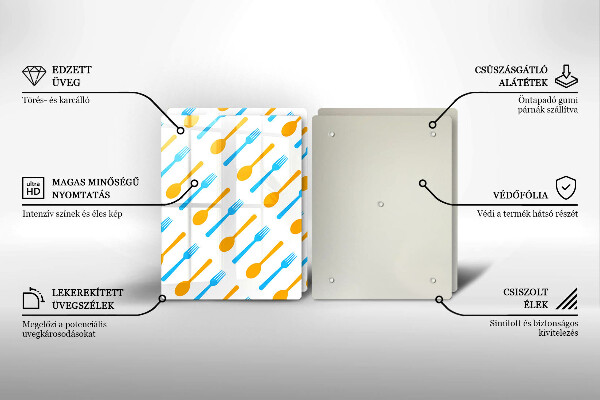 Steklena podloga za rezanje Vilice in žlice