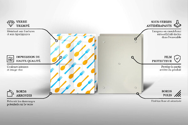 Steklena podloga za rezanje Vilice in žlice