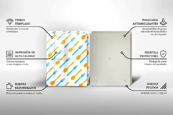 Steklena podloga za rezanje Vilice in žlice