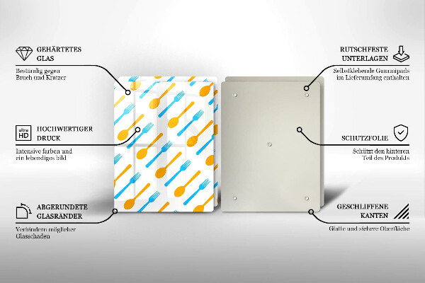 Steklena podloga za rezanje Vilice in žlice