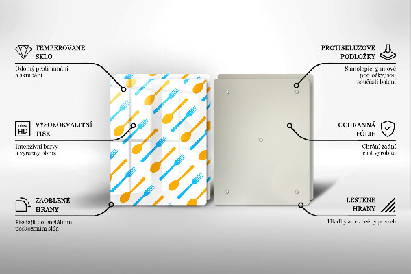 Steklena podloga za rezanje Vilice in žlice