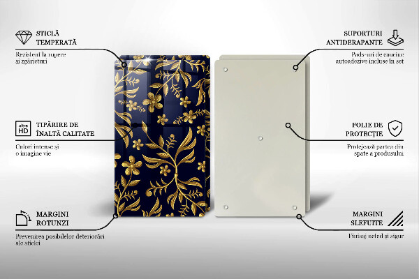 Steklena podloga za rezanje Motiv zlate rože