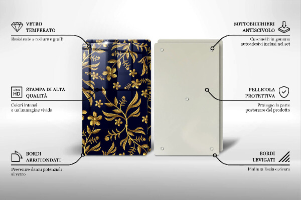 Steklena podloga za rezanje Motiv zlate rože