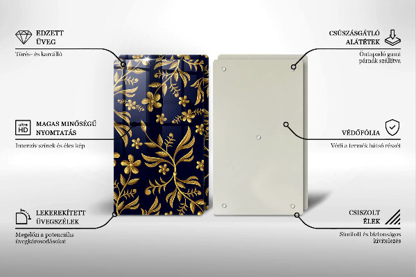 Steklena podloga za rezanje Motiv zlate rože