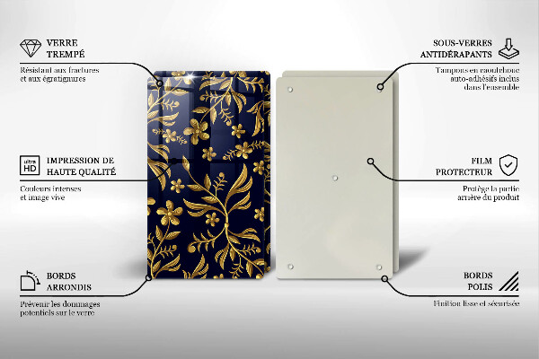 Steklena podloga za rezanje Motiv zlate rože