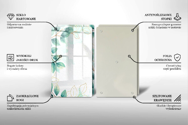 Steklena podloga za rezanje Poslikani listi