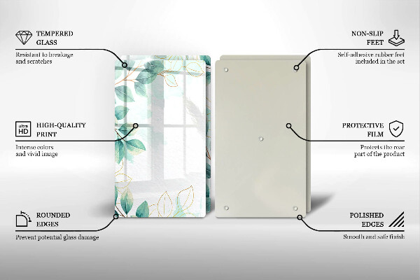 Steklena podloga za rezanje Poslikani listi