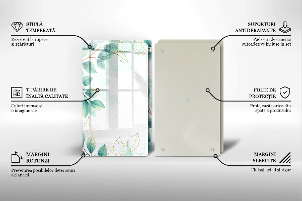 Steklena podloga za rezanje Poslikani listi