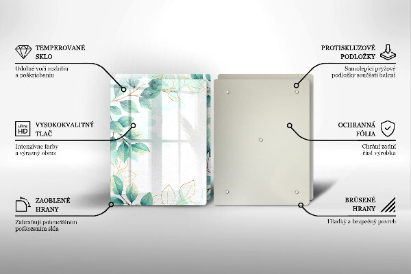 Steklena podloga za rezanje Poslikani listi