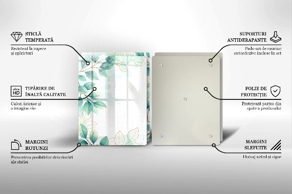 Steklena podloga za rezanje Poslikani listi