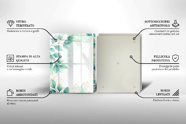 Steklena podloga za rezanje Poslikani listi