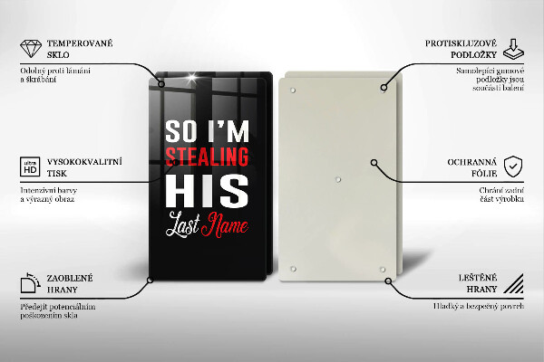 Steklena podloga za rezanje Napis stavek vzorec