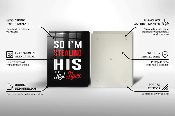 Steklena podloga za rezanje Napis stavek vzorec