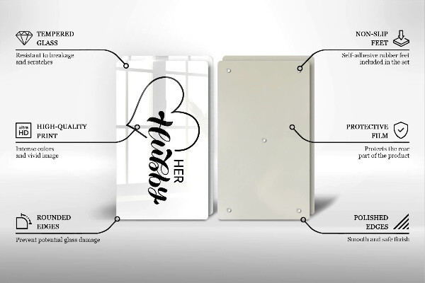 Steklena podloga za rezanje Napis stavek vzorec