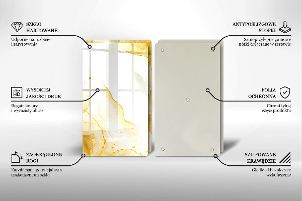 Steklena podloga za rezanje Zlata abstrakcija