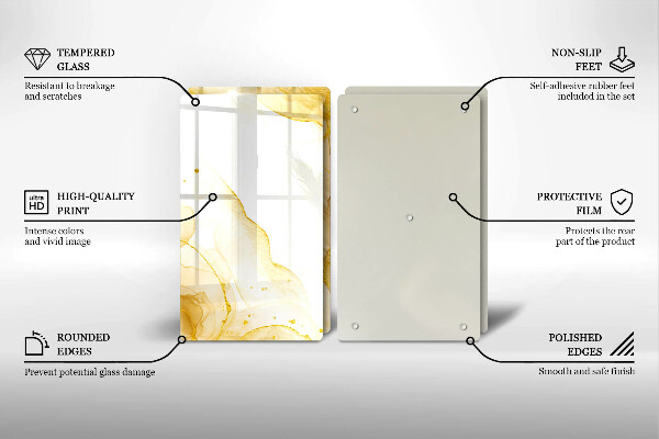 Steklena podloga za rezanje Zlata abstrakcija