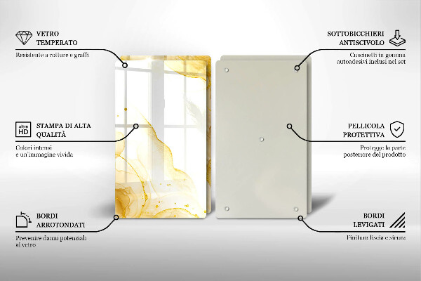Steklena podloga za rezanje Zlata abstrakcija