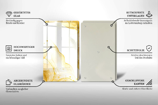 Steklena podloga za rezanje Zlata abstrakcija