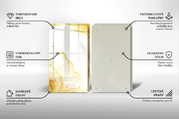 Steklena podloga za rezanje Zlata abstrakcija