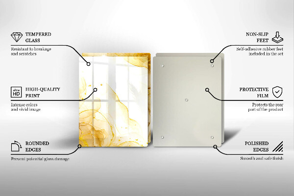 Steklena podloga za rezanje Zlata abstrakcija