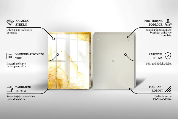 Steklena podloga za rezanje Zlata abstrakcija