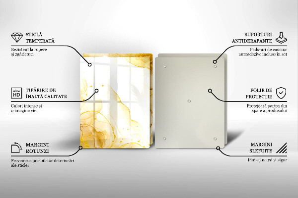 Steklena podloga za rezanje Zlata abstrakcija