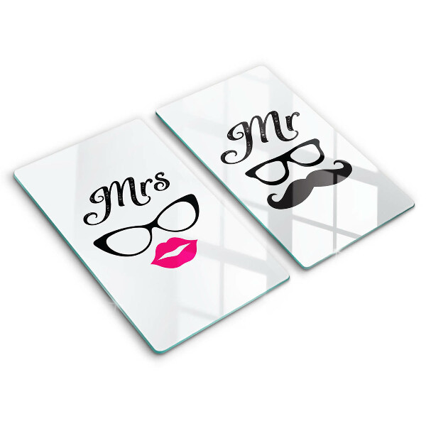 Steklena podloga za rezanje Mrs Mr