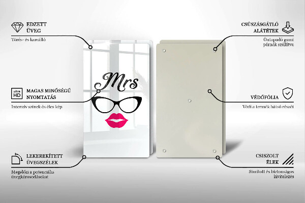 Steklena podloga za rezanje Mrs Mr