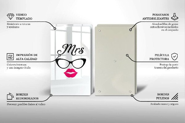 Steklena podloga za rezanje Mrs Mr
