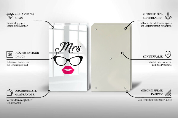 Steklena podloga za rezanje Mrs Mr