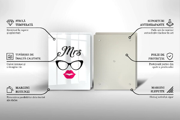 Steklena podloga za rezanje Mrs Mr