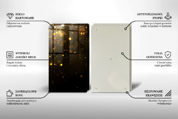 Steklena podloga za rezanje Zlate bleščice