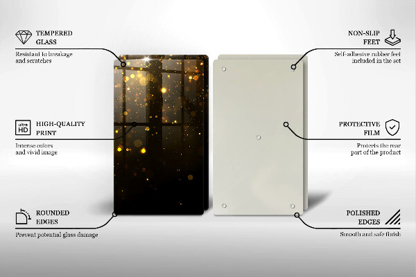 Steklena podloga za rezanje Zlate bleščice