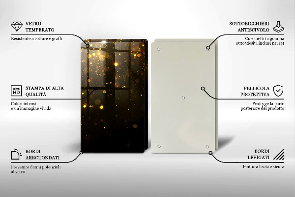 Steklena podloga za rezanje Zlate bleščice