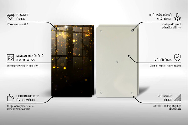 Steklena podloga za rezanje Zlate bleščice