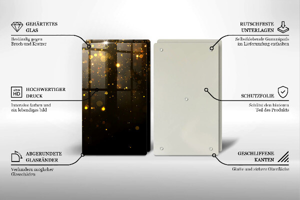 Steklena podloga za rezanje Zlate bleščice