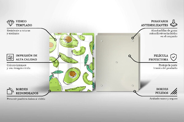 Steklena podloga za rezanje Avokado in hruška