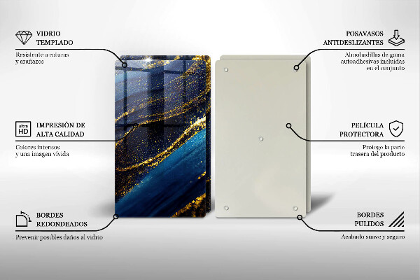 Steklena podloga za rezanje Mornarsko modra abstrakcija