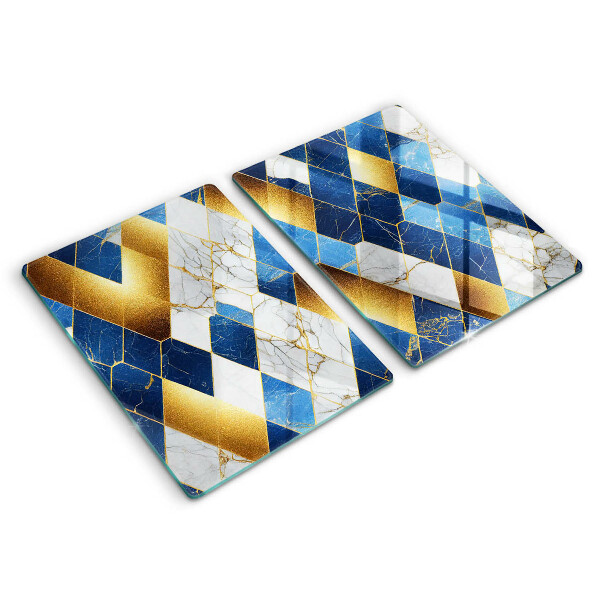 Steklena podloga za rezanje Zlati marmorni rombi
