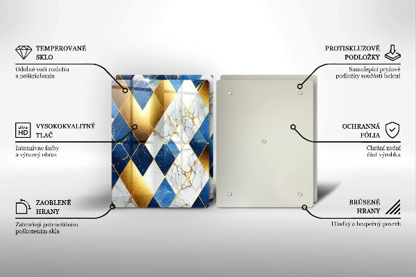 Steklena podloga za rezanje Zlati marmorni rombi