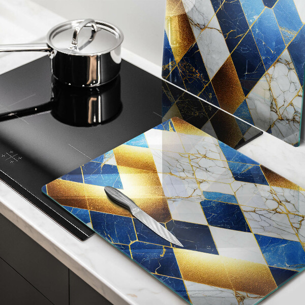 Steklena podloga za rezanje Zlati marmorni rombi