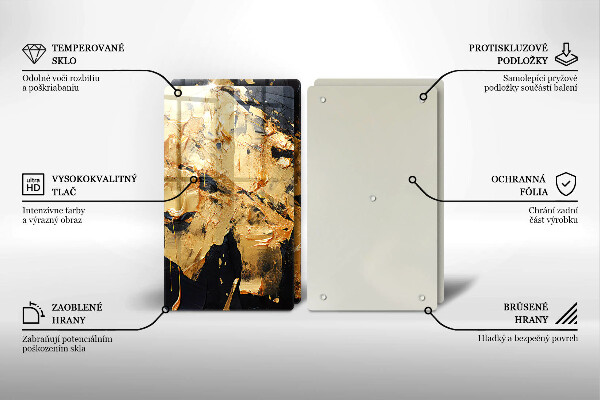 Steklena podloga za rezanje Elegantna tekstura barve