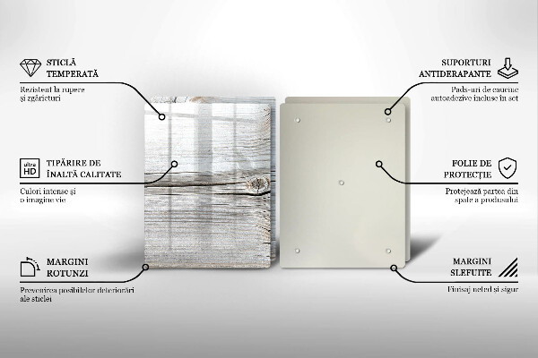 Steklena podloga za rezanje Svetla lesena struktura
