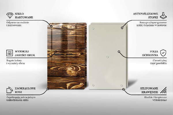 Steklena podloga za rezanje Tekstura lesa