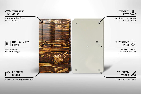 Steklena podloga za rezanje Tekstura lesa