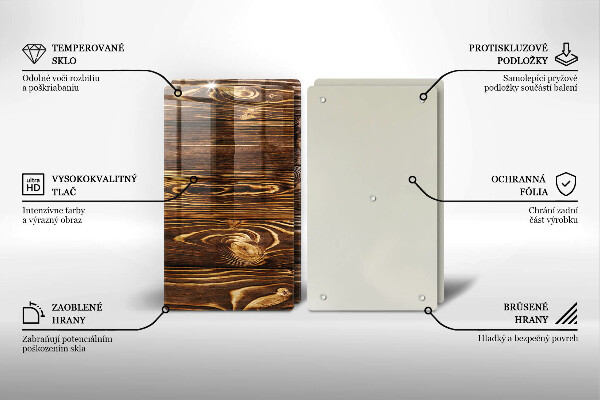 Steklena podloga za rezanje Tekstura lesa