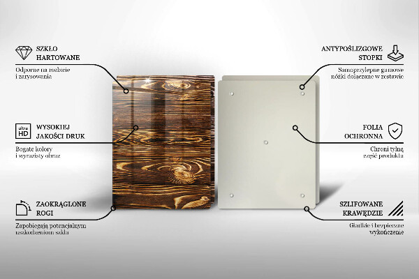 Steklena podloga za rezanje Tekstura lesa